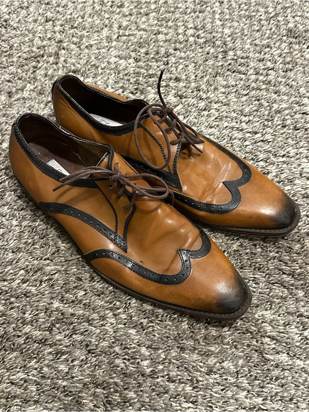 Fratelli Men's Two-Tone Brown and Black Wingtip Oxfords